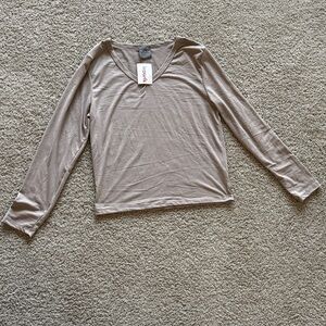 Olivia Rae Long Sleeve Top in Taupe